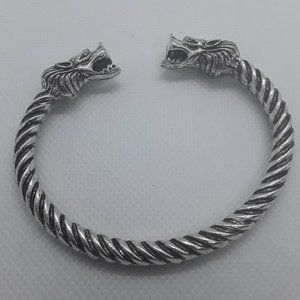 Double Dragon Head Cuff Bracelet